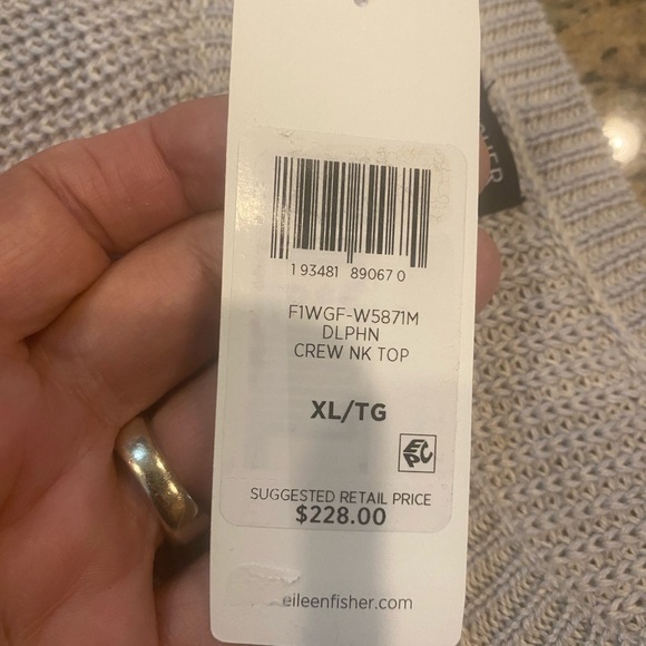 Eileen Fisher Light Gray Crew Neck Top - Picture 8 of 11